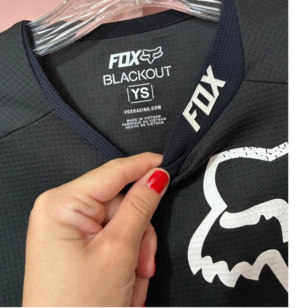 Fox Racing Blackout Youth Small Motocross Jersey Black Long Sleeve Mesh BMX MTB